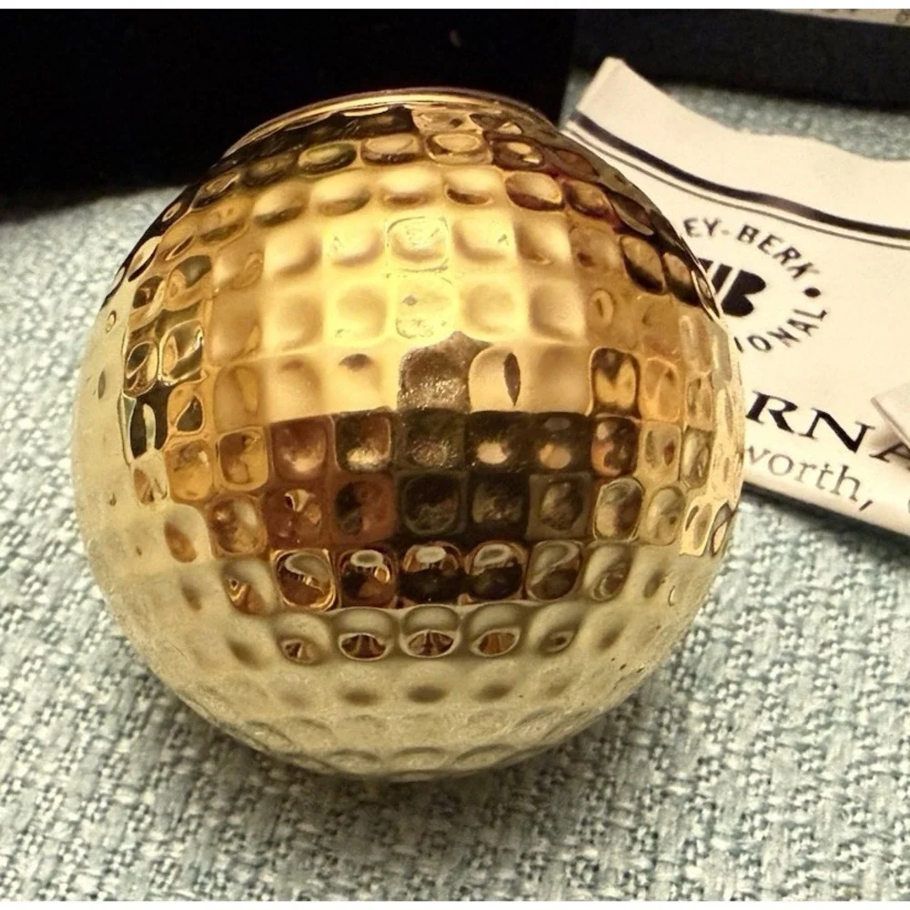 Vintage Bey‑Berk Golf Ball Desk Clock – Gold Tone – Japan Quartz – Box
